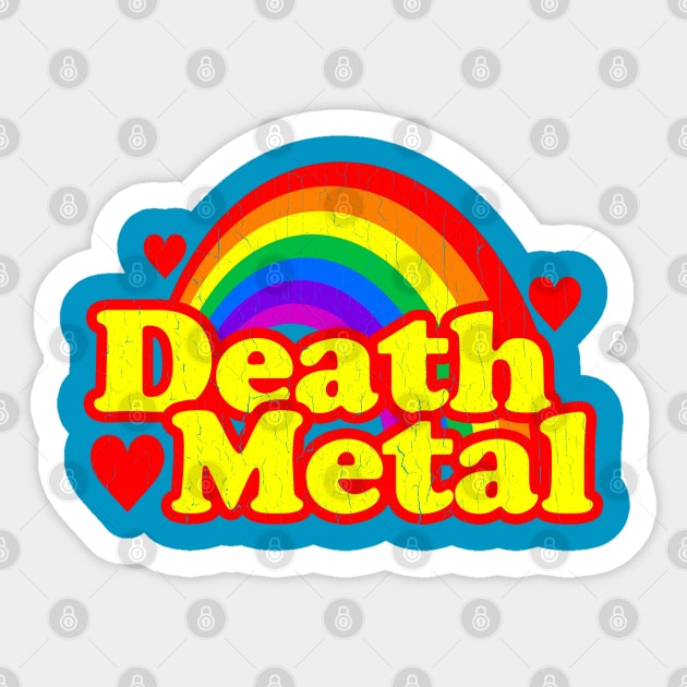 Funny Death Metal Rainbow (vintage distressed look) Sticker by robotface